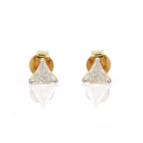 18K Gold Trillion Cut Diamond Tiny Studs