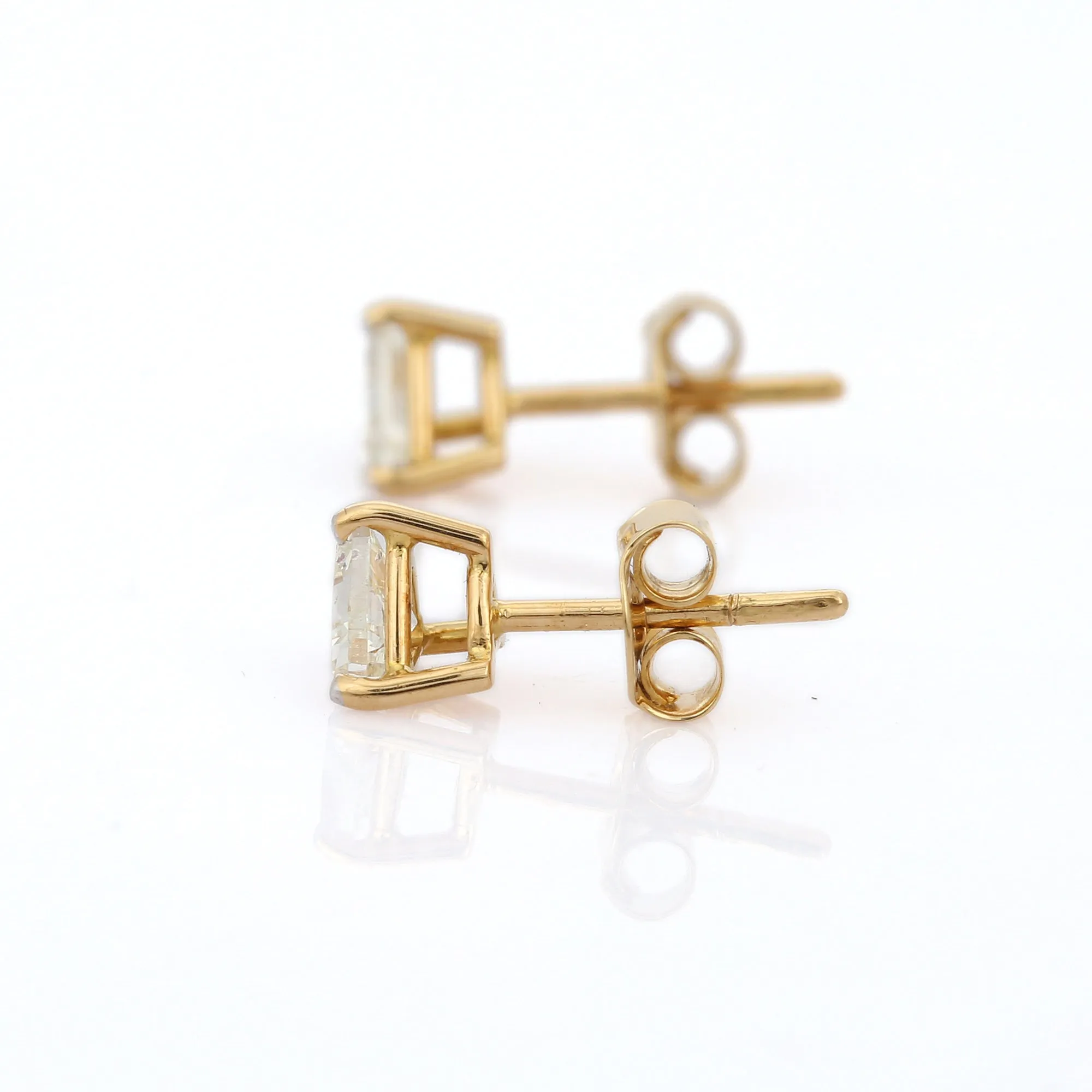 18K Gold Trillion Cut Diamond Tiny Studs