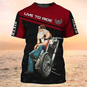 3D All Over Print Biker Shirt Live To Ride, Men Biker Gifts