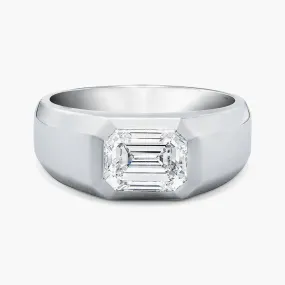 4ct Emerald Cut Silver Ring For Men