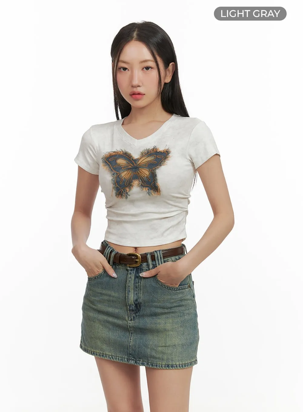 Acubi Washed Slim Fit Crop Shirt CY420