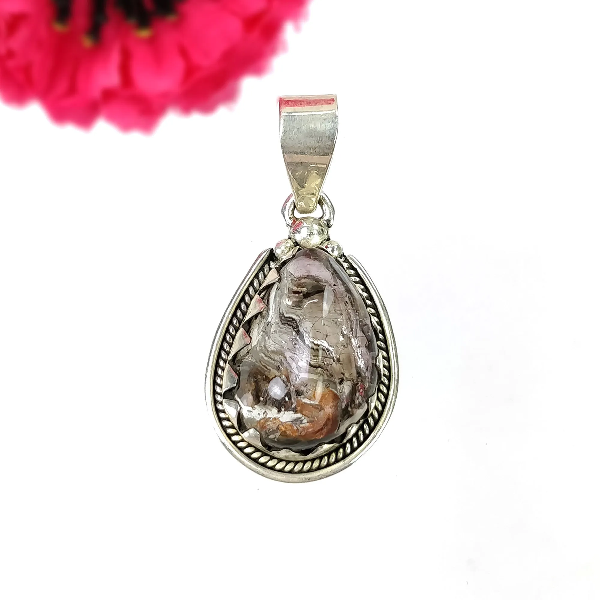 AMETHYST Gemstone 925 Sterling Silver Pendant : 8.25gms Natural Untreated Purple Amethyst Cabochon Bezel Set Pendant 1.65"