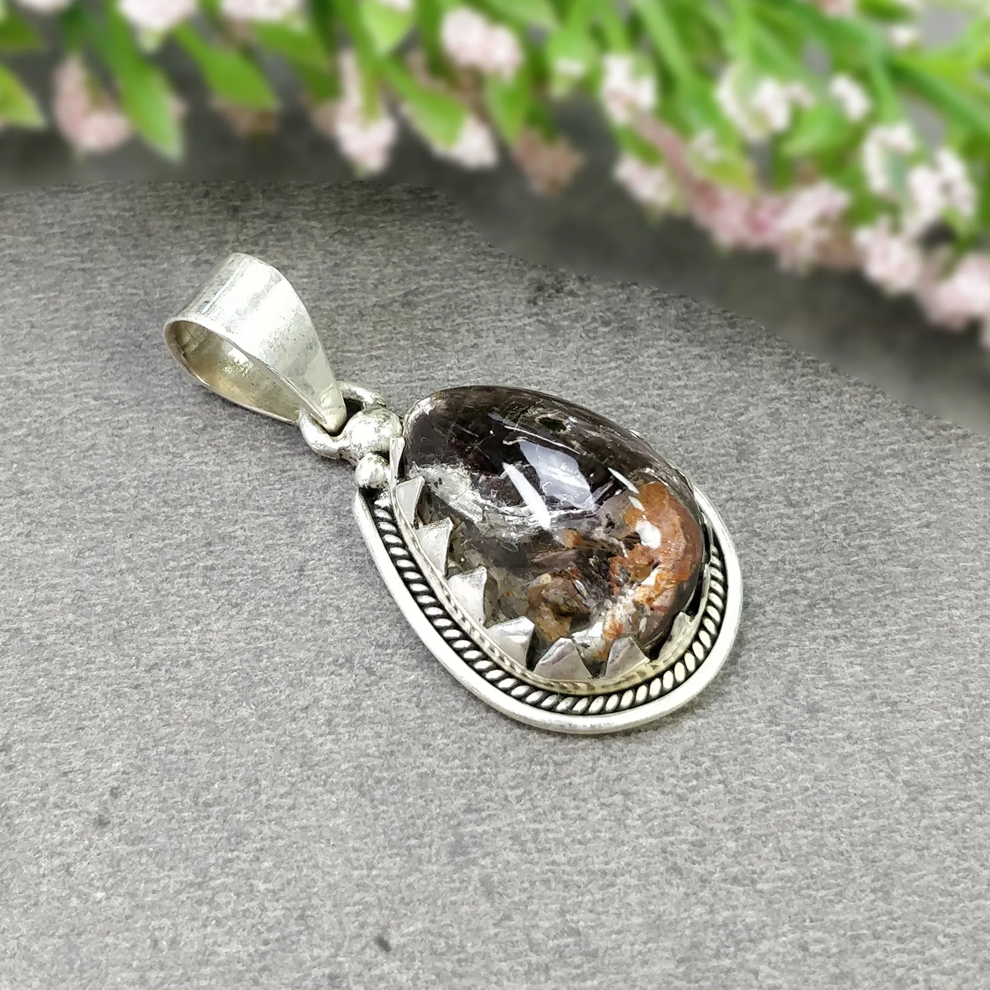 AMETHYST Gemstone 925 Sterling Silver Pendant : 8.25gms Natural Untreated Purple Amethyst Cabochon Bezel Set Pendant 1.65"