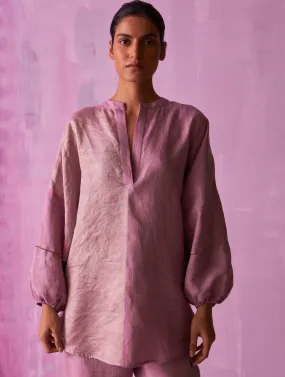 Ana Metallic Linen Top - Lavender