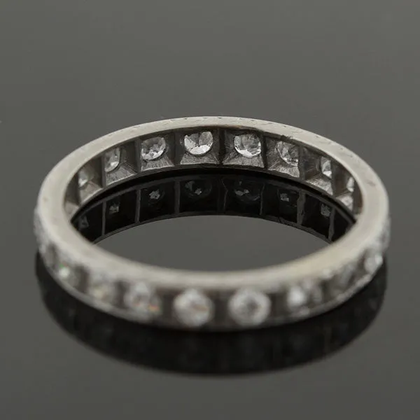 Art Deco Platinum & Full Cut Diamond Eternity Band .65ctw