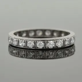 Art Deco Platinum & Full Cut Diamond Eternity Band .65ctw