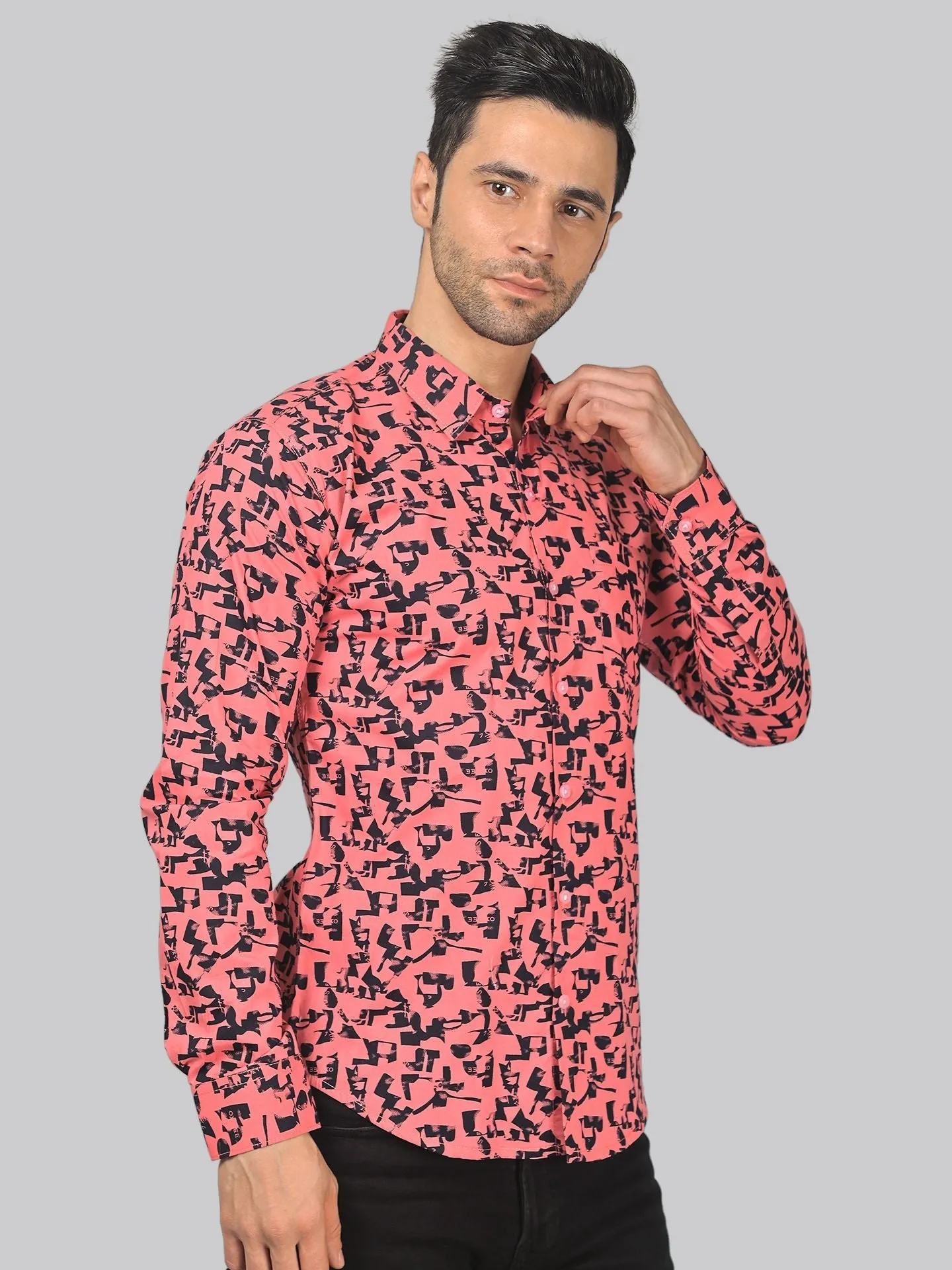 Artisanal Printed Full Sleeve Cotton Button-up Shirt for Men