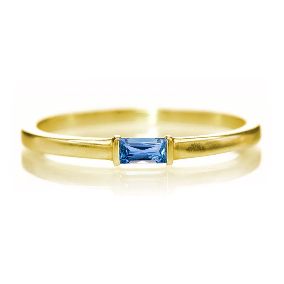 Baguette Yogo Montana Sapphire Stacking Solitaire Promise or Anniversary Ring