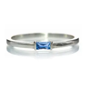 Baguette Yogo Montana Sapphire Stacking Solitaire Promise or Anniversary Ring