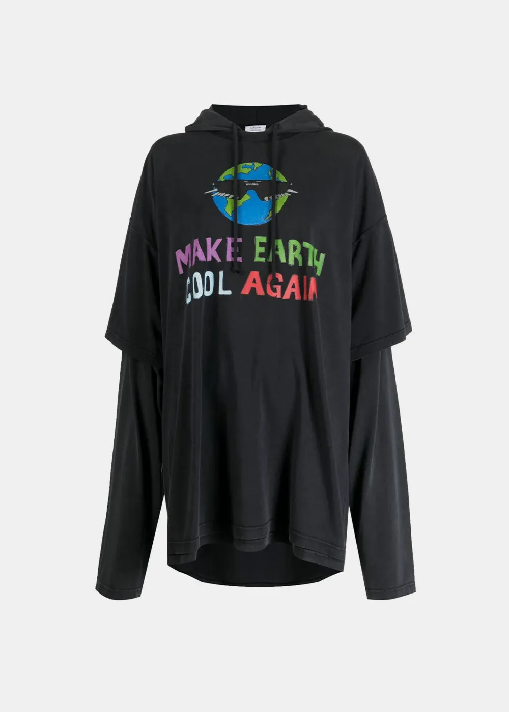 Black Cool Earth Hooded Longsleeve