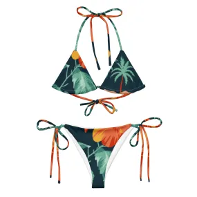 Blue and Orange Floral string bikini