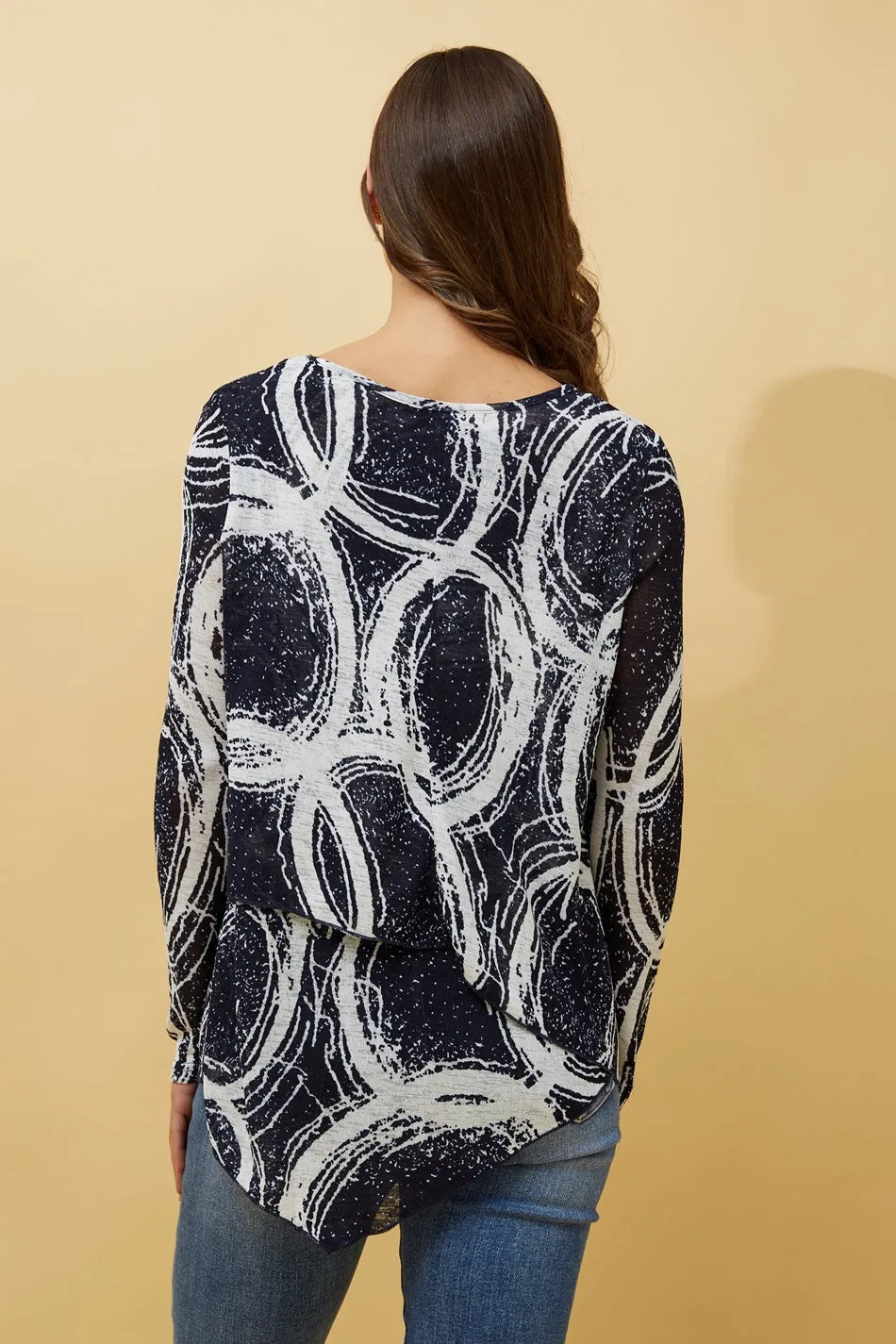 BOBBI ABSTRACT PRINT DOUBLE LAYERED TOP