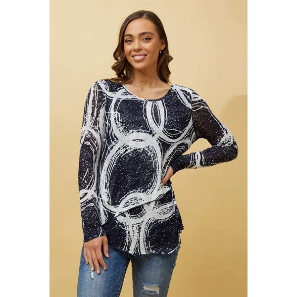 BOBBI ABSTRACT PRINT DOUBLE LAYERED TOP