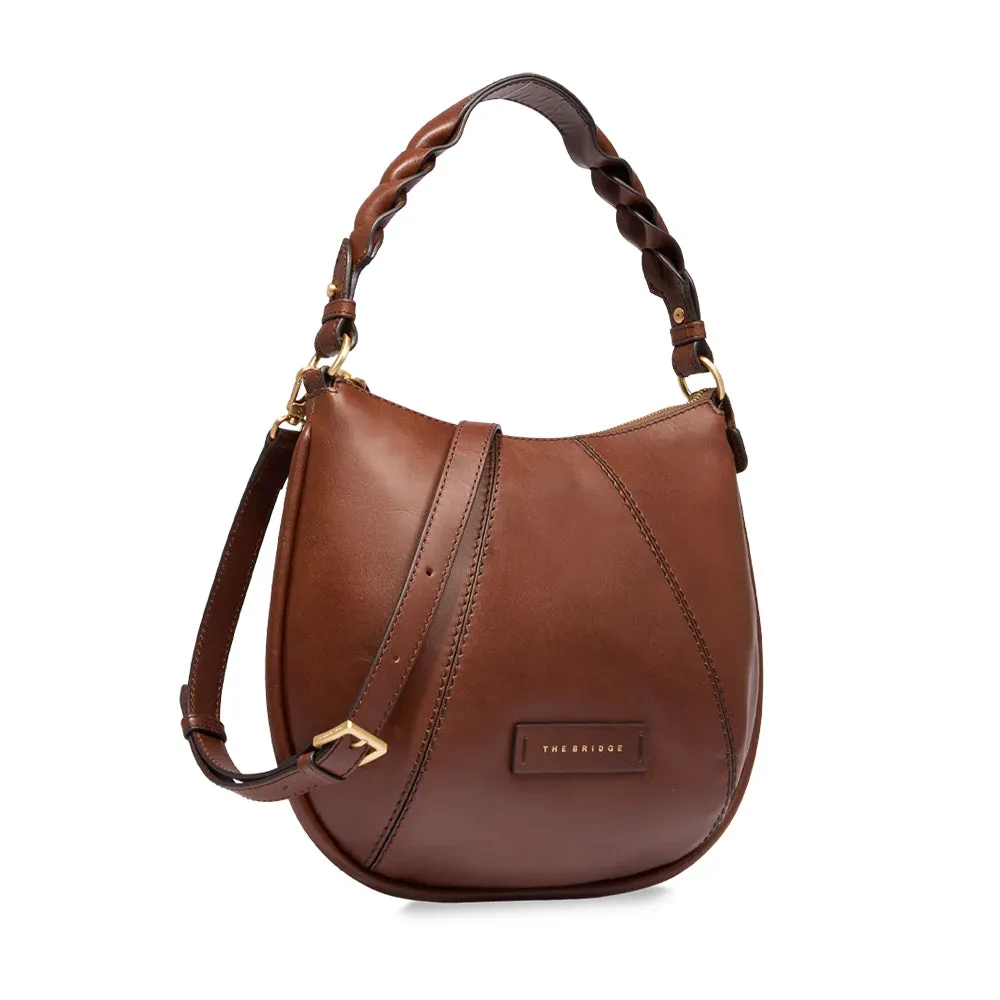 Borsa Donna Hobo Media con Tracolla THE BRIDGE linea Brigida in Pelle Marrone