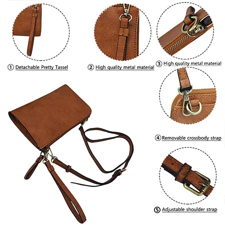 Brown Faux Leather NGIL Crossbody/Wristlet