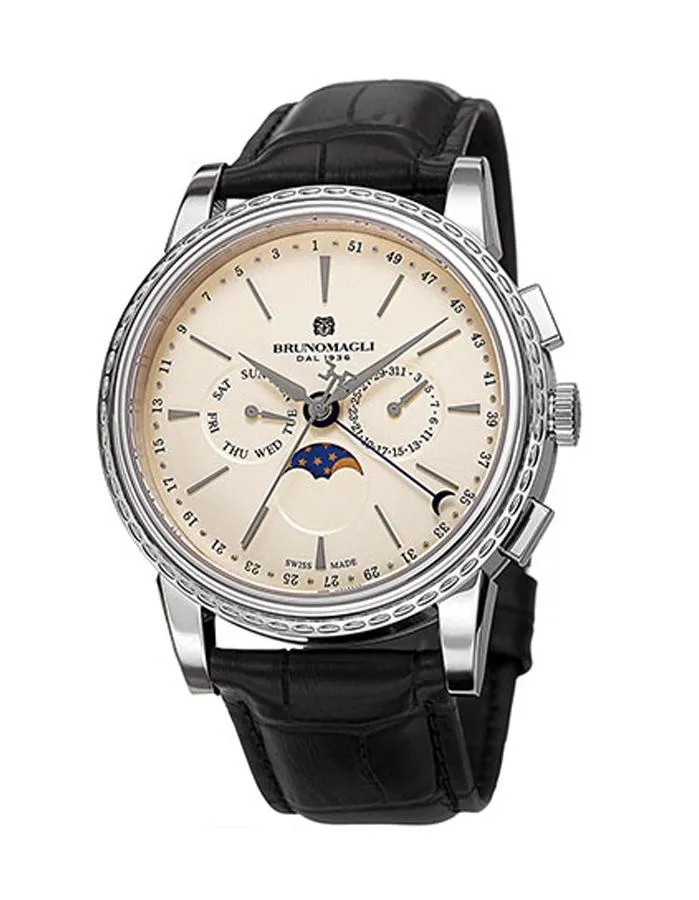 Bruno Magli Mens 80th Anniversary Ottanta - Stainless Steel - Moon Phase