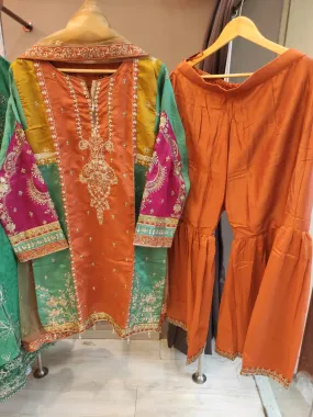 Cotton Silk Garara Set-Rust