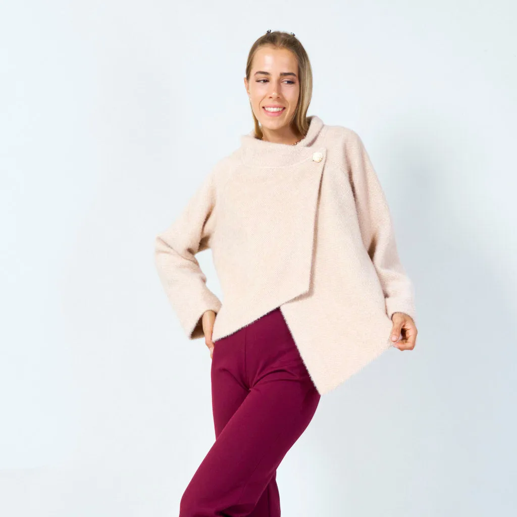 Cozy cowl-neck cropped sweater wholesale