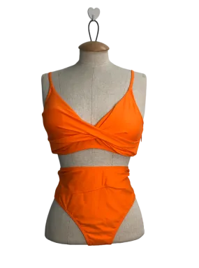 Cupshe Orange Twist Front High waisted Bikini set UK M