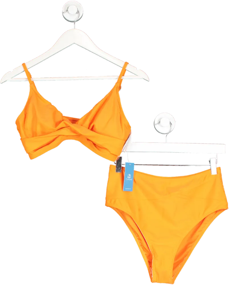 Cupshe Orange Twist Front High waisted Bikini set UK M