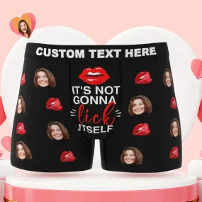 Custom Face Boxer Briefs It's Not Gonna Lick Itself Personalised Naughty Valentine's Day Gift for Him