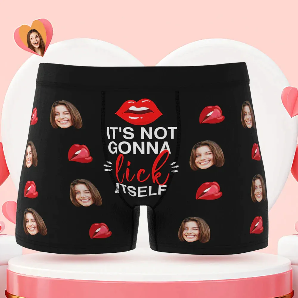 Custom Face Boxer Briefs It's Not Gonna Lick Itself Personalised Naughty Valentine's Day Gift for Him