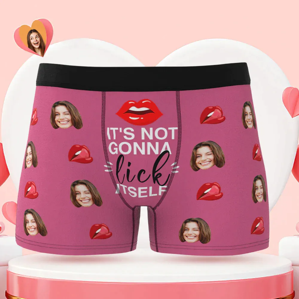 Custom Face Boxer Briefs It's Not Gonna Lick Itself Personalised Naughty Valentine's Day Gift for Him