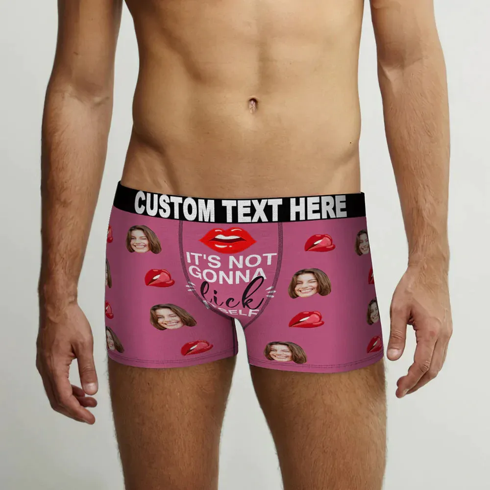 Custom Face Boxer Briefs It's Not Gonna Lick Itself Personalised Naughty Valentine's Day Gift for Him