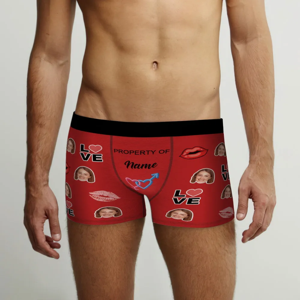 Custom Face Boxer Briefs Property of Name Personalised Naughty Gift for Him