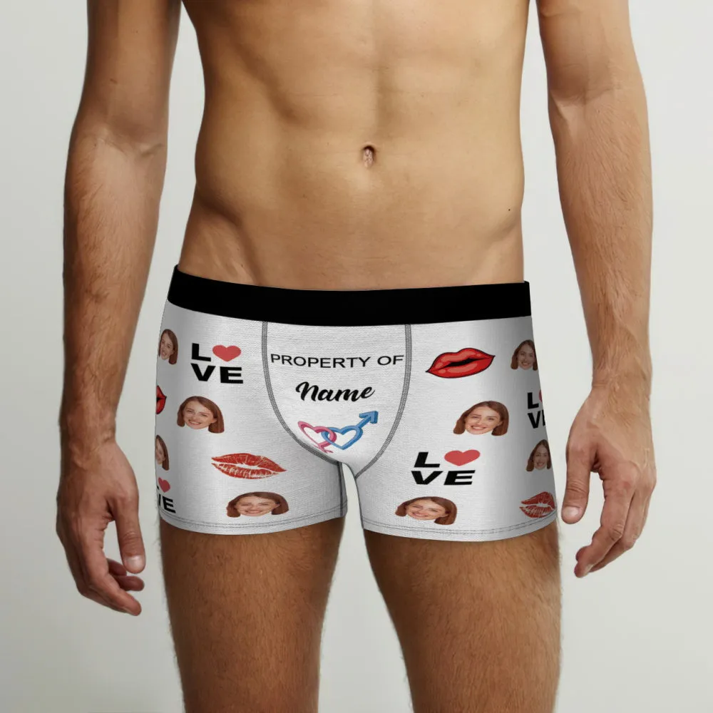 Custom Face Boxer Briefs Property of Name Personalised Naughty Gift for Him