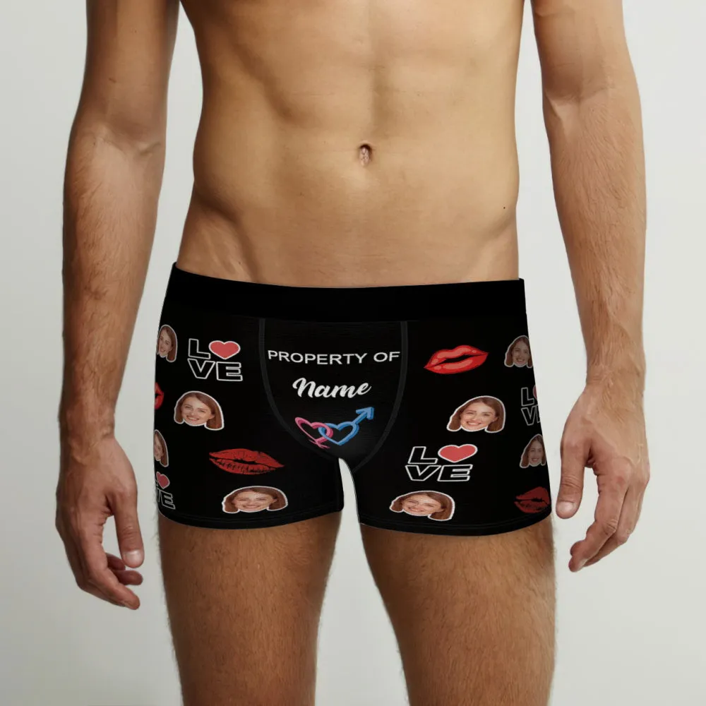 Custom Face Boxer Briefs Property of Name Personalised Naughty Gift for Him