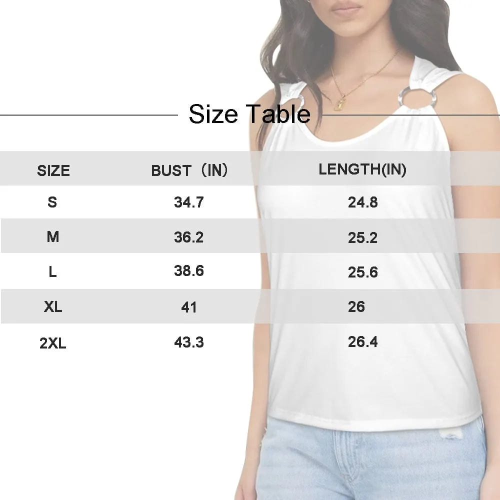 Custom Face Tropical Flowers Top Personalized Women's Sleeveless Ring Buckle Tank Tops