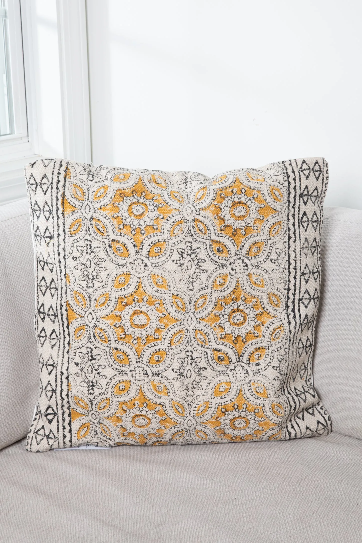 Dhurrie Woven Block Print Pillow