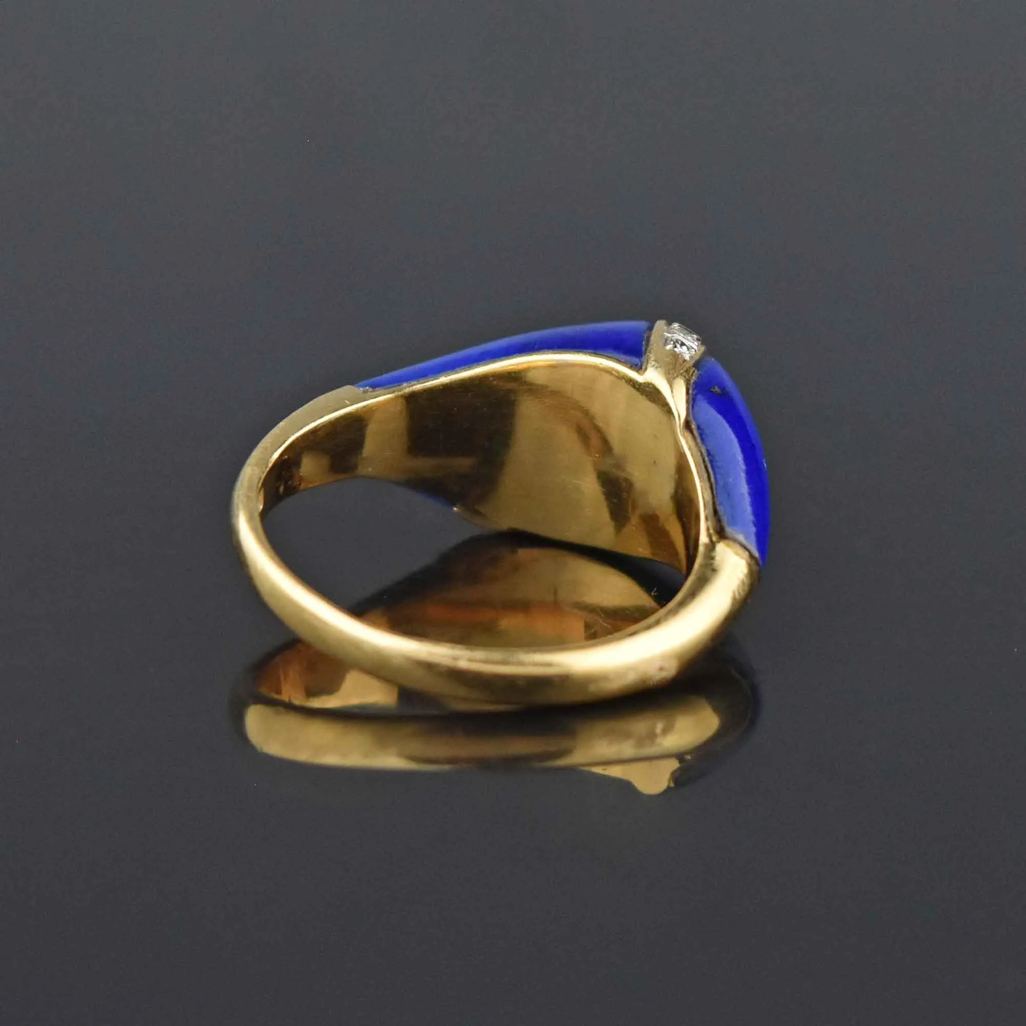 Diamond Dome Lapis Lazuli Solid 18K Gold Ring