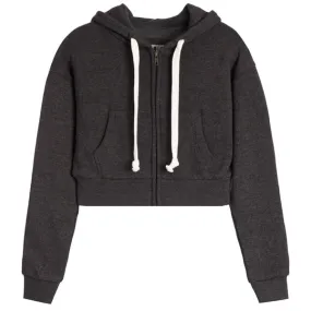 Dylan Zip Crop Hoody- Heathered Charcoal