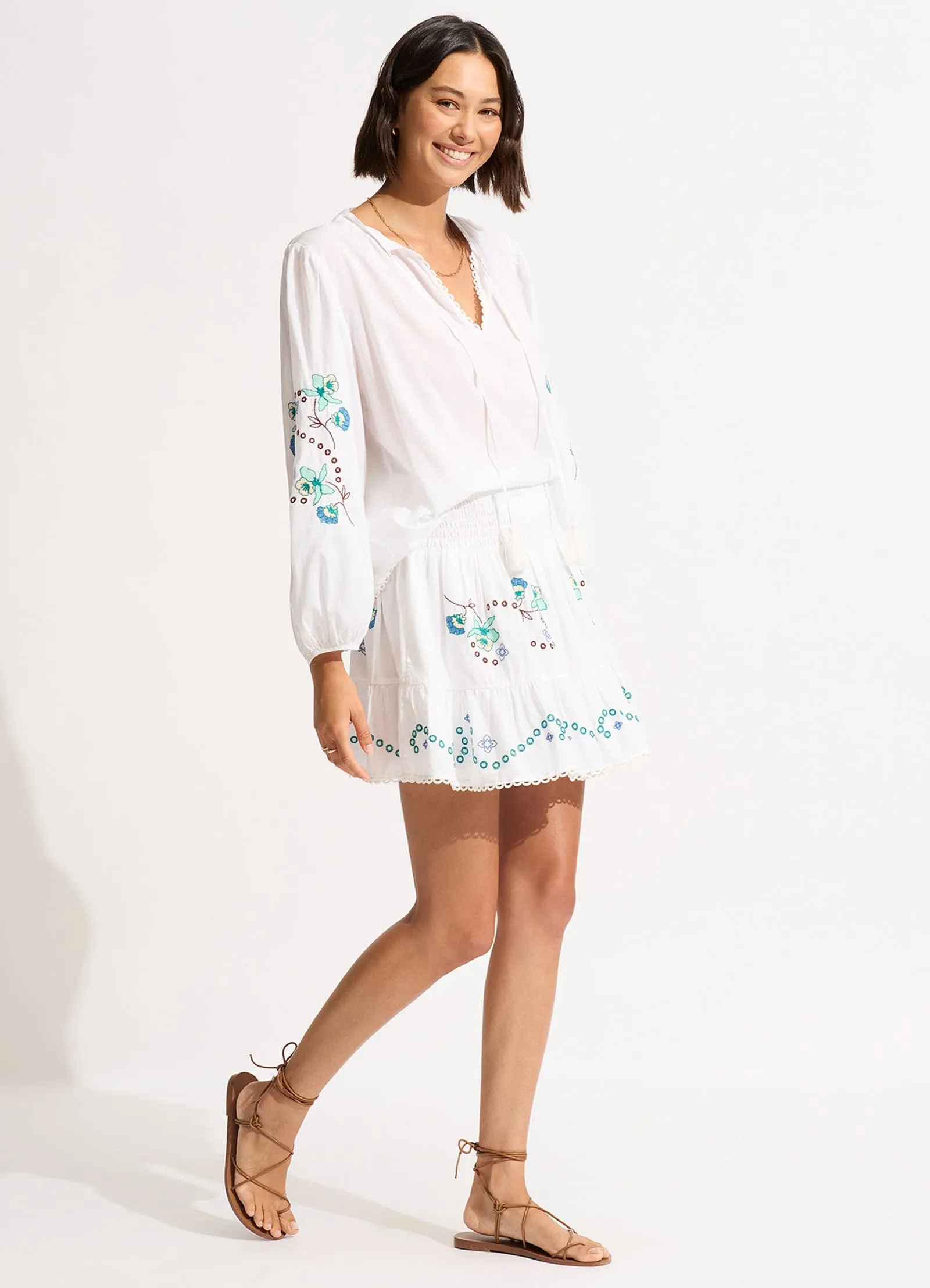 Eden Embroidery Top - White