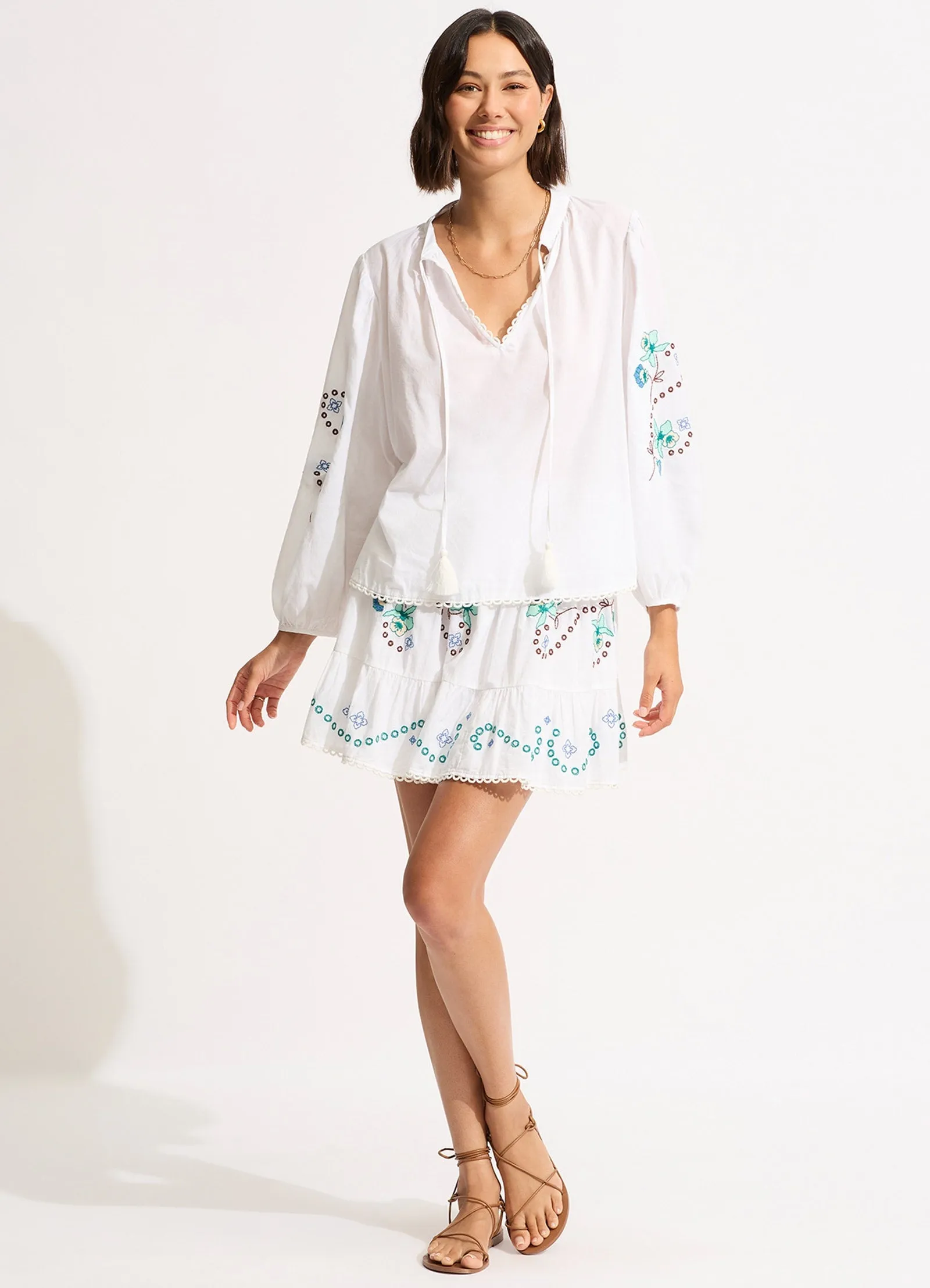 Eden Embroidery Top - White