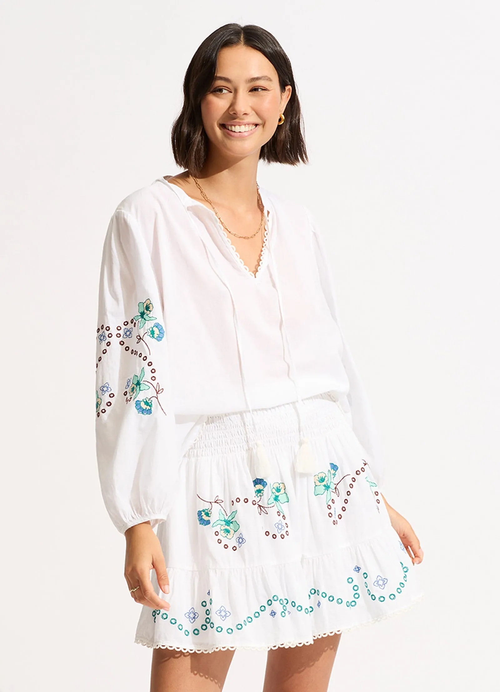 Eden Embroidery Top - White