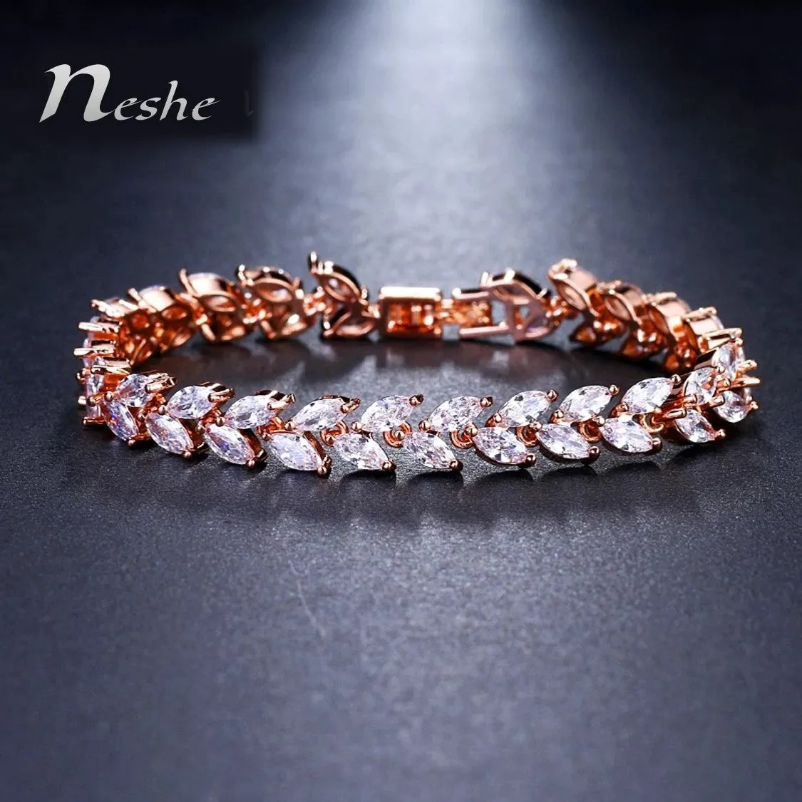 Elegant AAA CZ Crystal Leaves Bracelet - 3 Colors