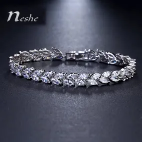 Elegant AAA CZ Crystal Leaves Bracelet - 3 Colors