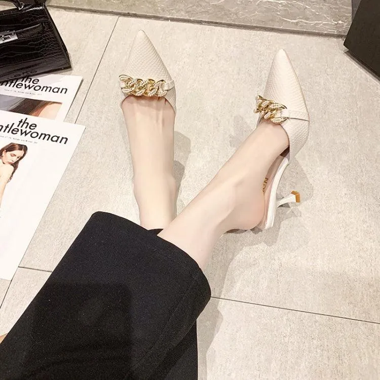 Elegant Summer Stiletto Sandals for Women - Baotou High-Heeled Mules with Comfort Fit