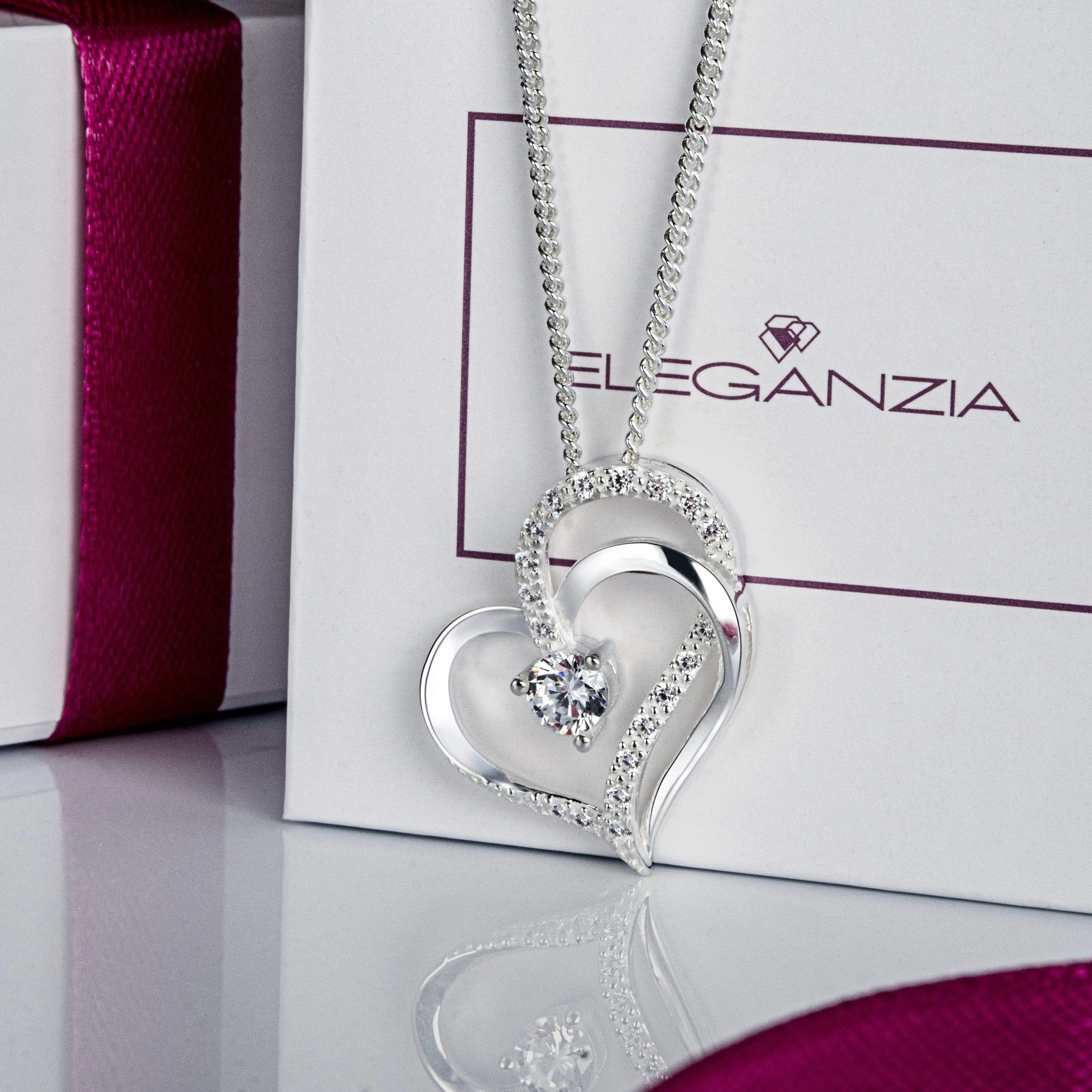 Eternity Silver Double Heart Necklace