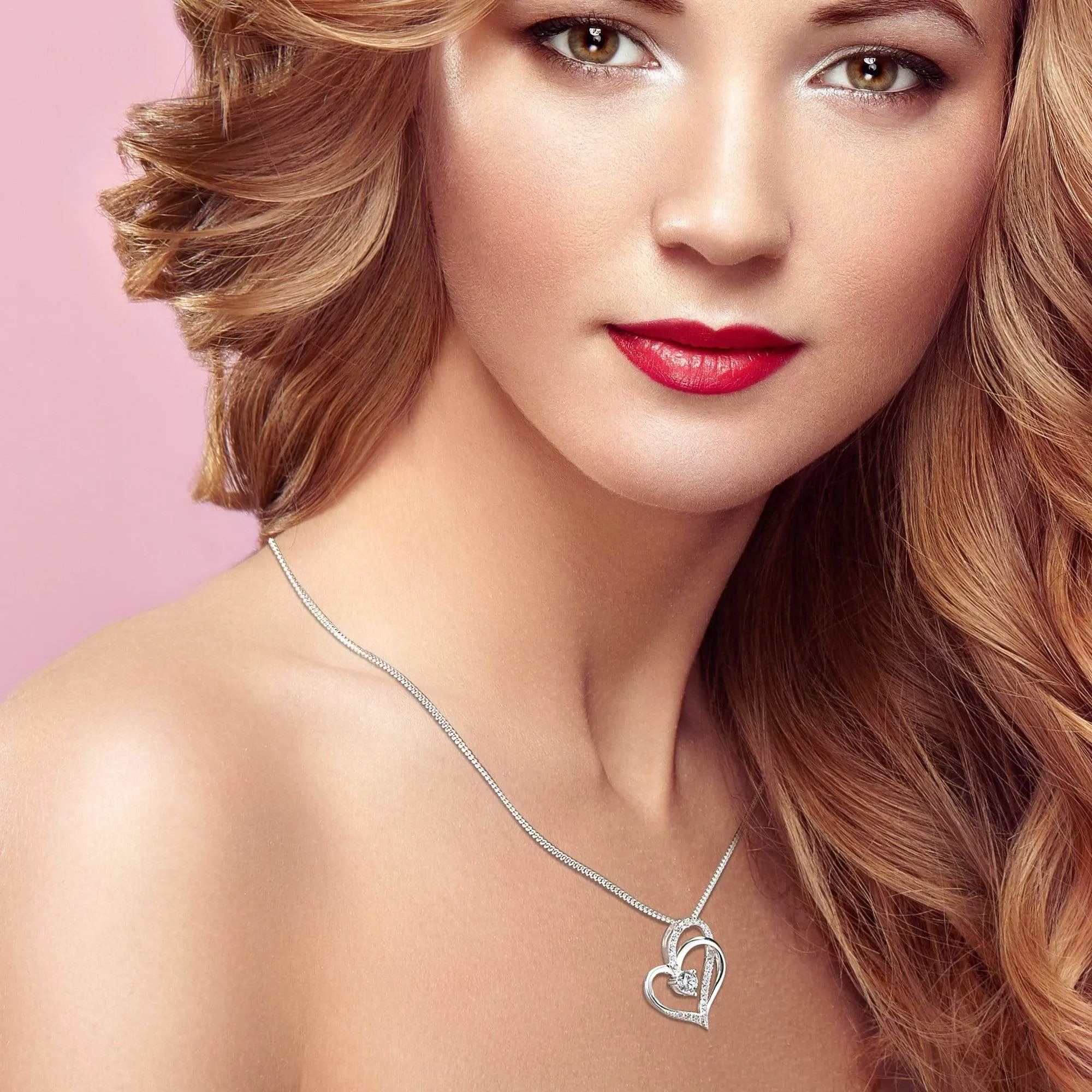 Eternity Silver Double Heart Necklace