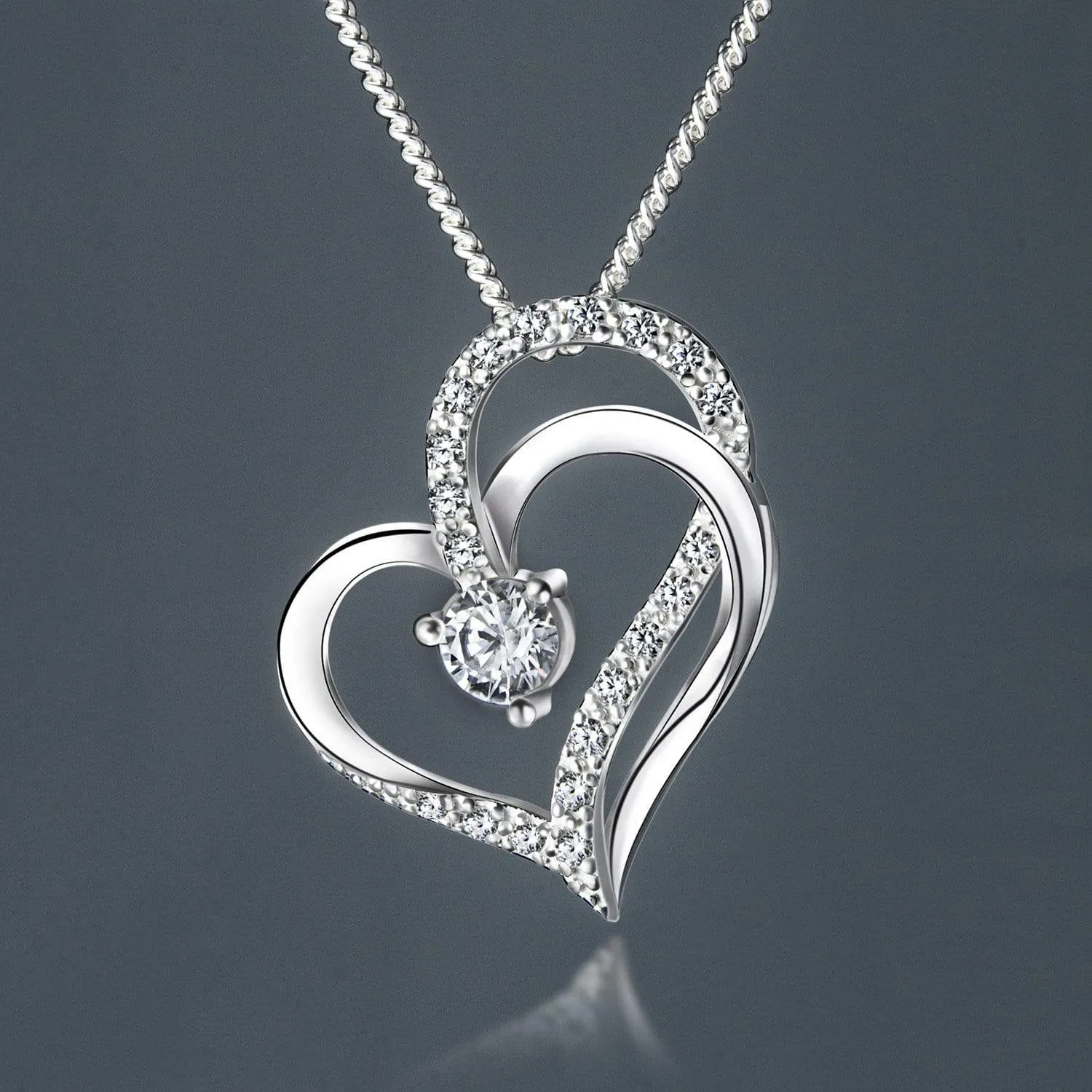 Eternity Silver Double Heart Necklace