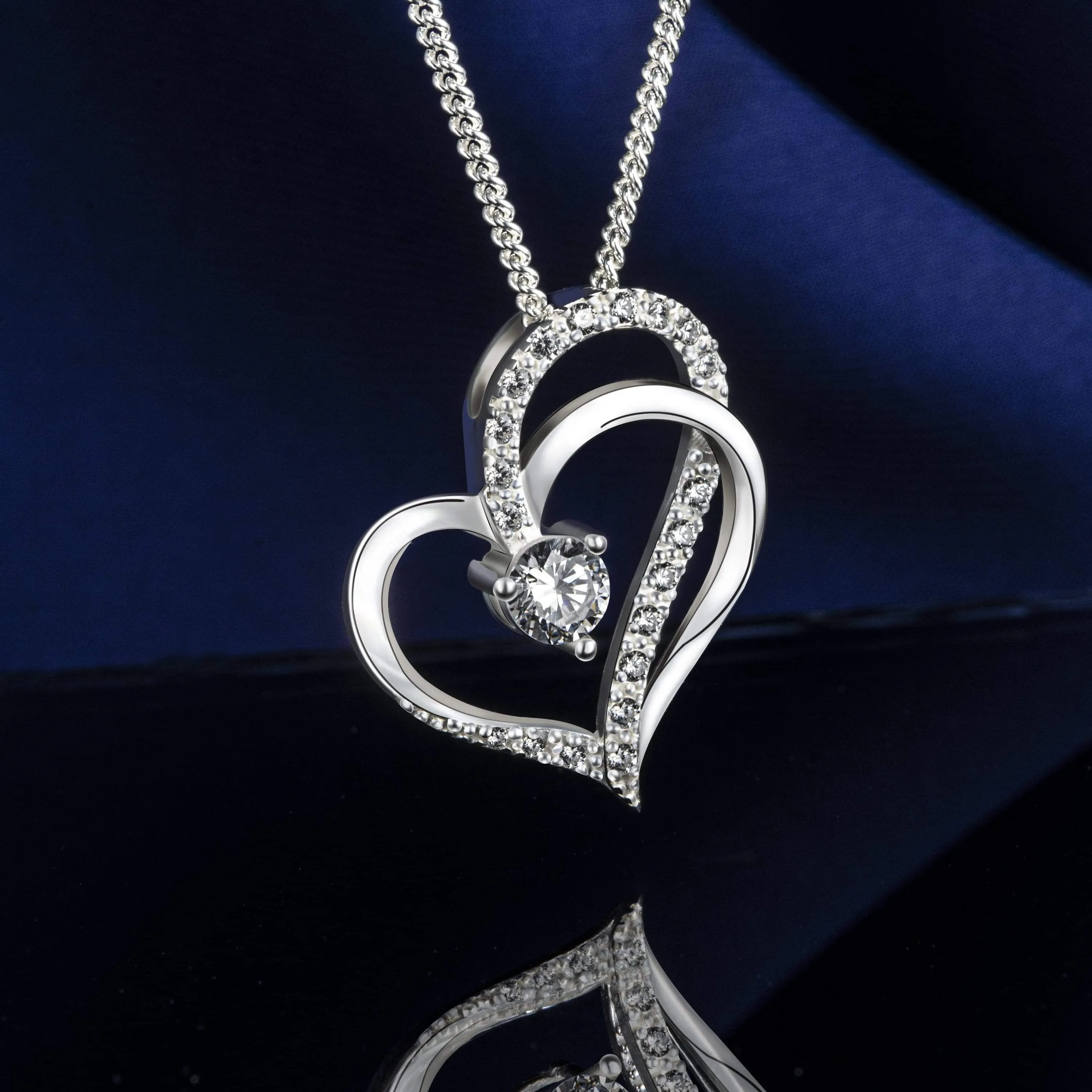 Eternity Silver Double Heart Necklace