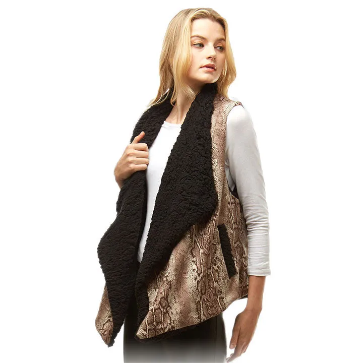 Fall Winter Snake Skin Fur Lining Vest