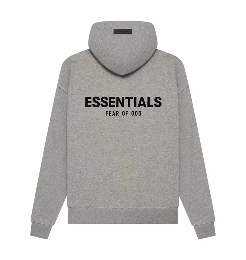 FEAR OF GOD ESSENTIALS POPOVER HOODY DARK HEATHER OATMEAL