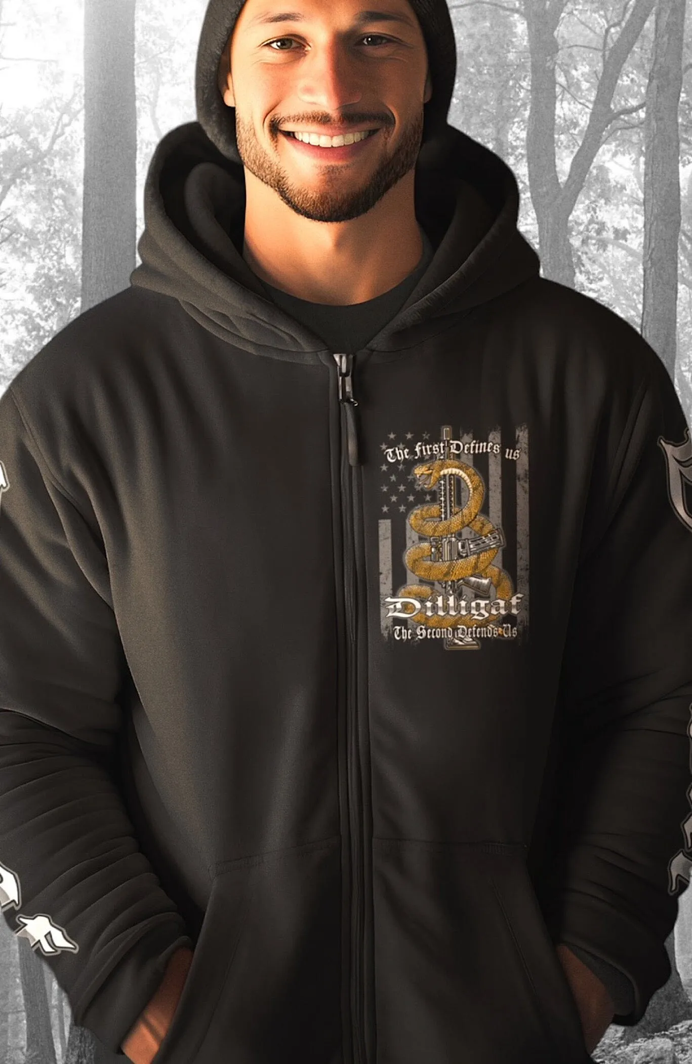 First Defines, Second Defends  Zip Up Hoody