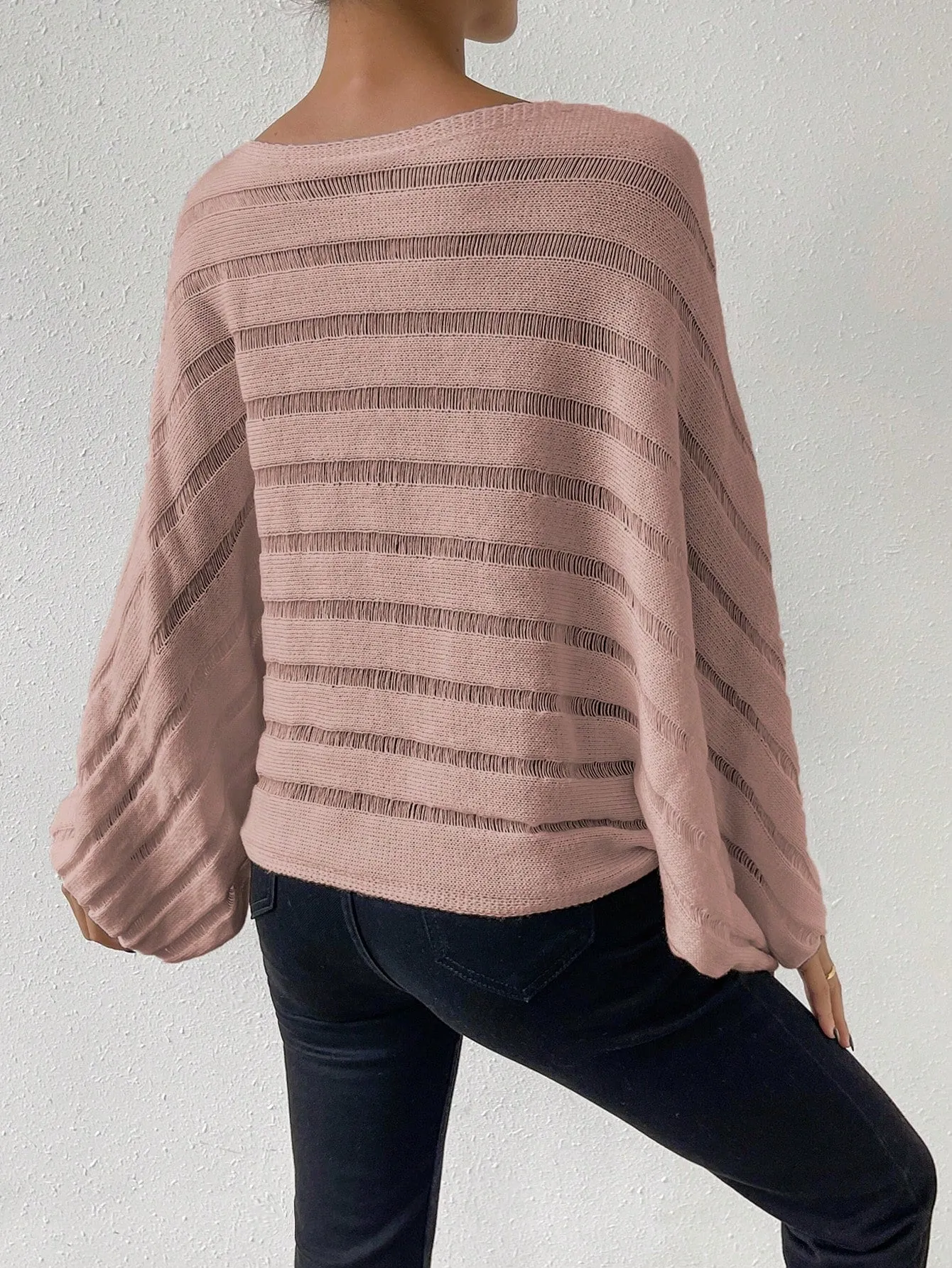 Flare Sleeve Pointelle Knit Sweater