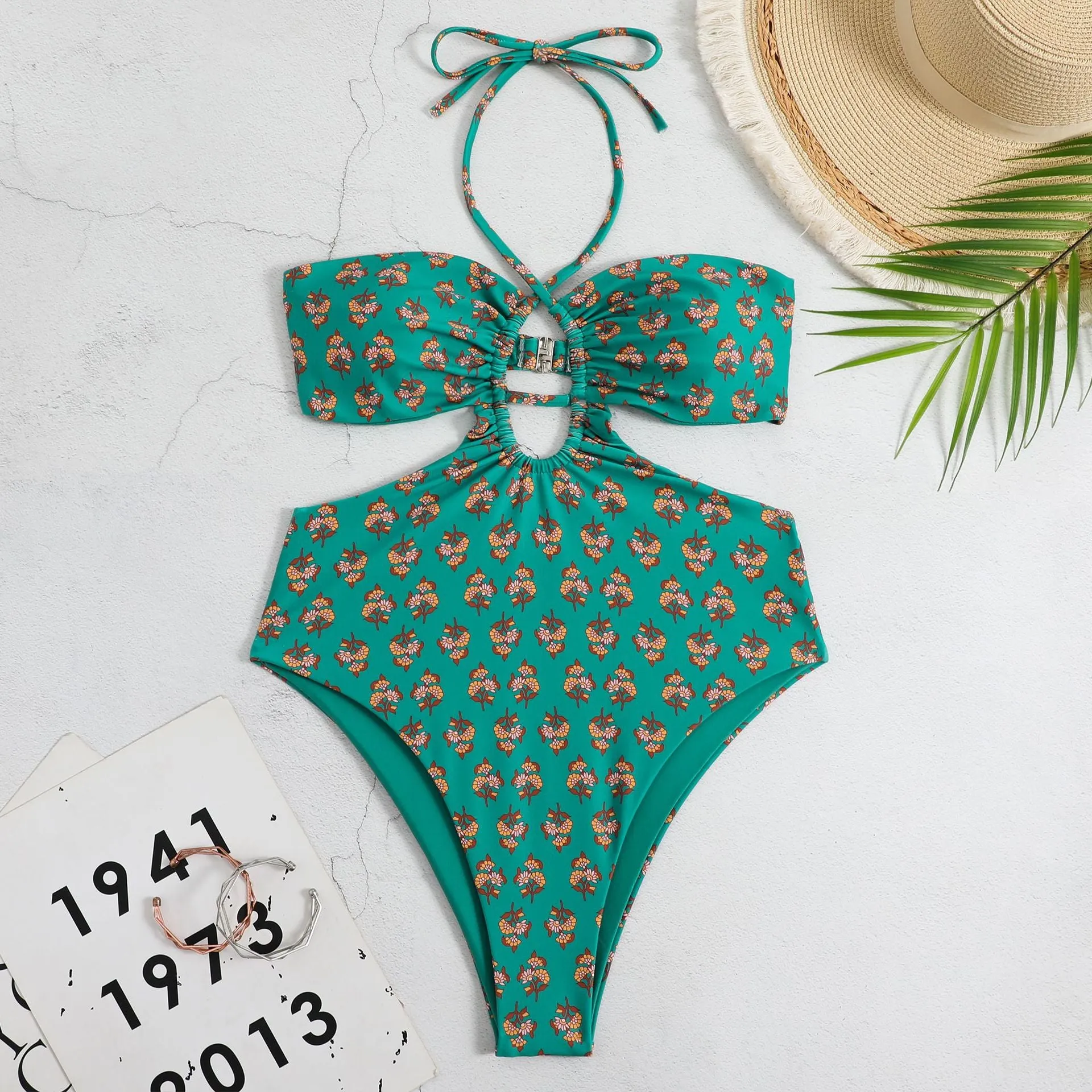 Floral Hollow Out Swimsuit